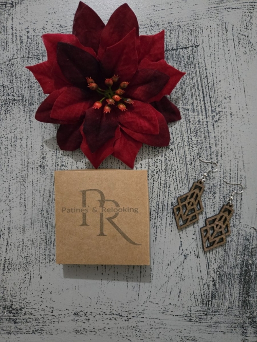 Boucles d&#039;oreilles géométriques en bois